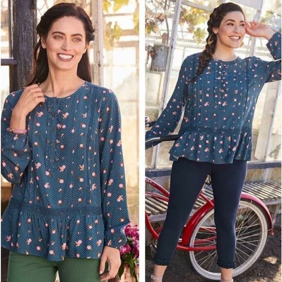 Matilda Jane Daydream Dream a Little Dream Floral Polka Dot Top Women's L NWT - Picture 1 of 6